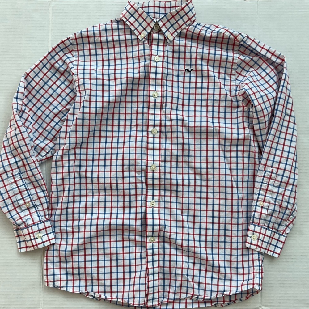 Like New Whale Shirt Button Down Vineyard Vines 100% Cotton Boys Medium - Picture 4 of 9